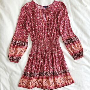 American Eagle Boho Fit & Flare Mini Dress Women's XS Multicolor 100% Viscose